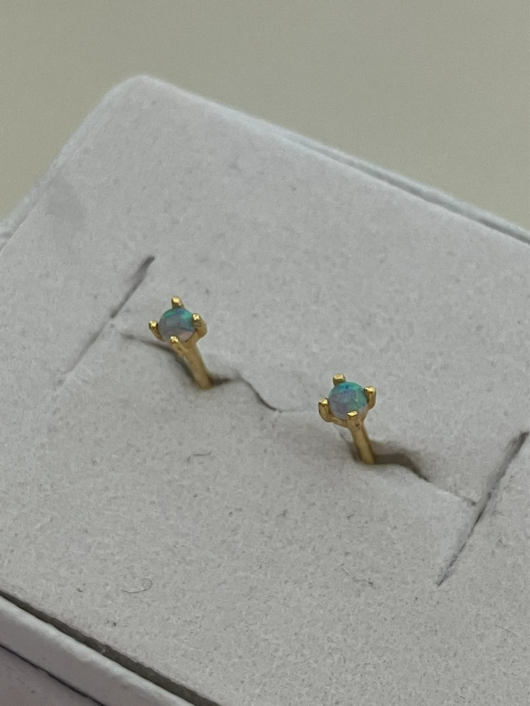 925 Sterling silver Gold plated Opal Stud Earrings - photo 4