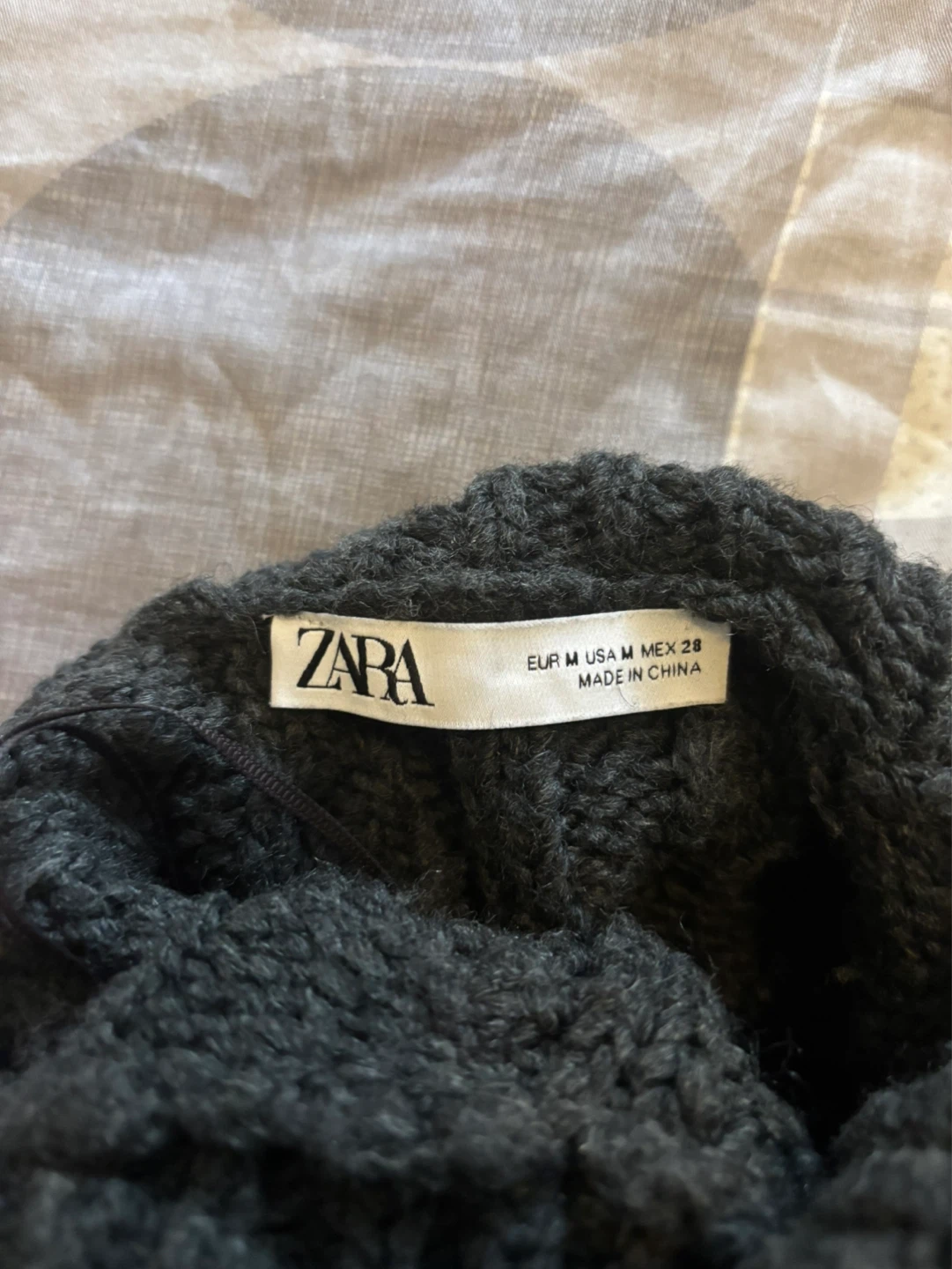 Zara Cable Knit Mock Neck Sweater - Black - Size M - photo 2