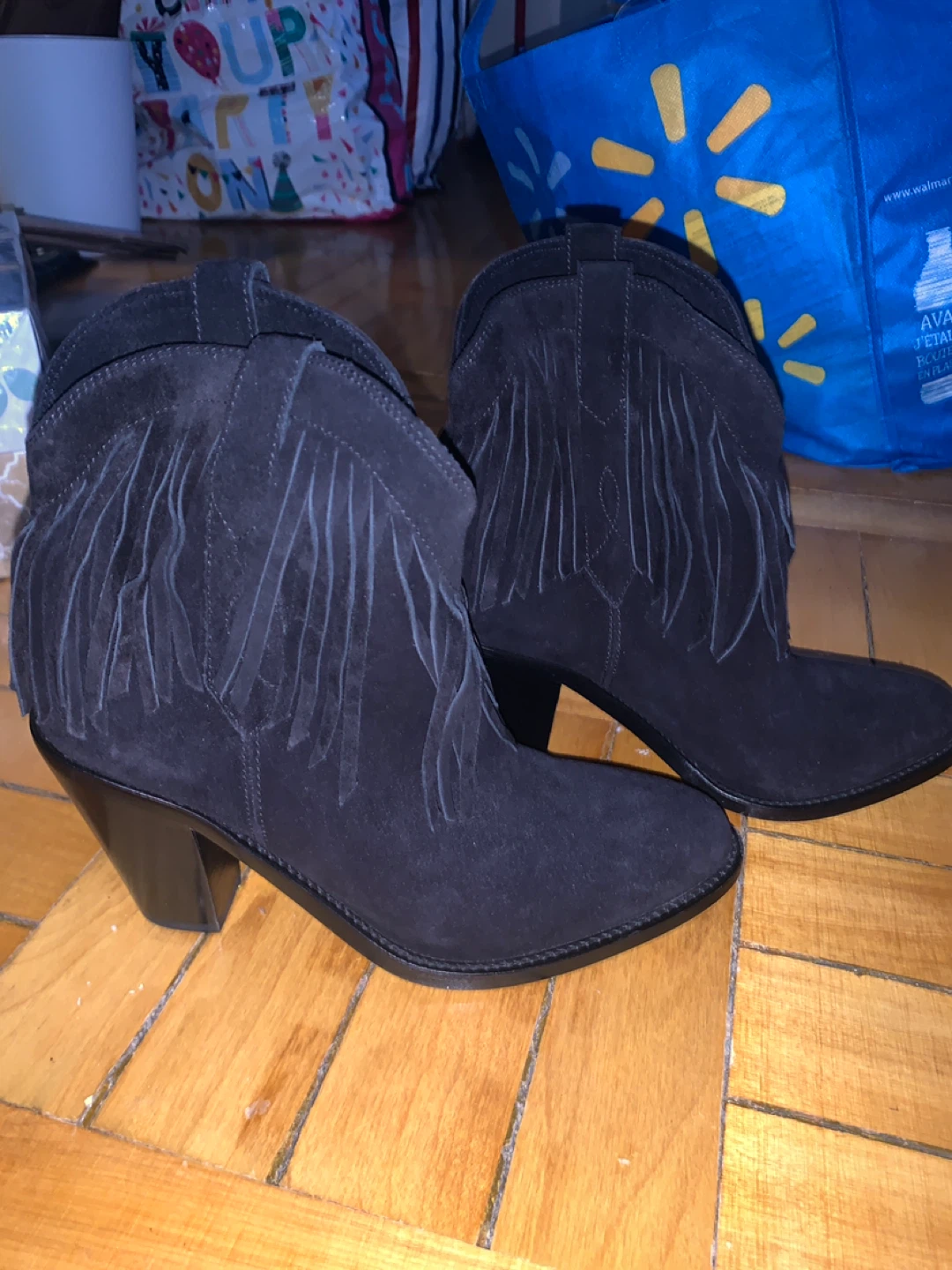 Saint Laurent Paris Suede Fringe Ankle Boots