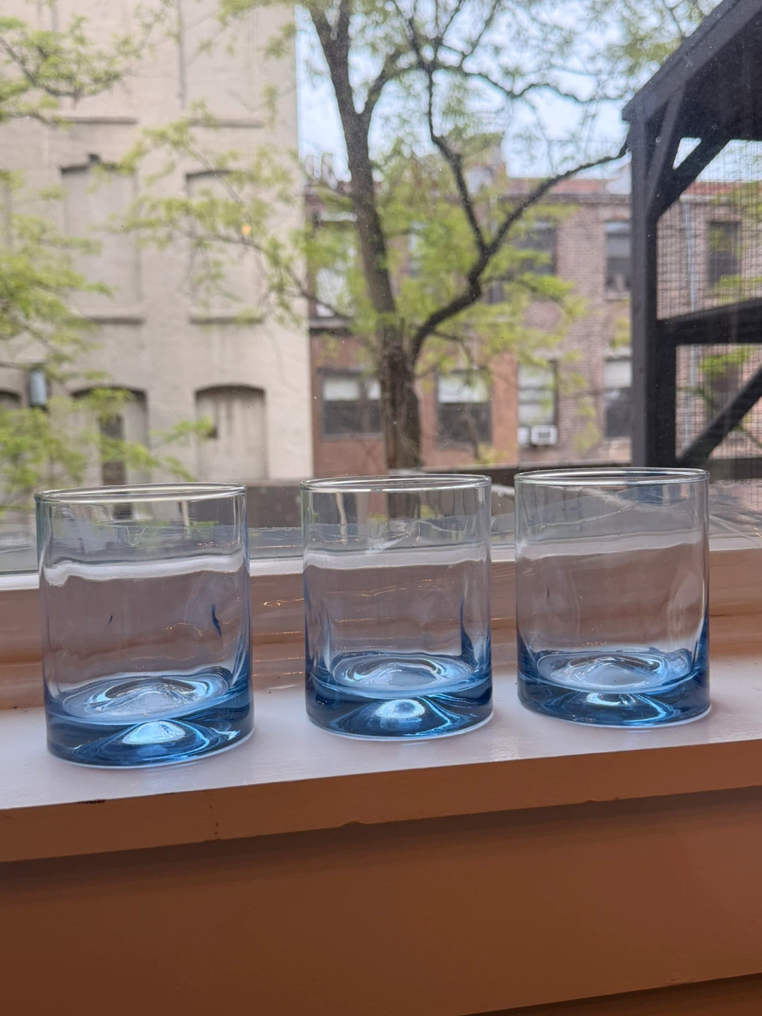 Set of 3 Blue Tinted Drinking Glasses