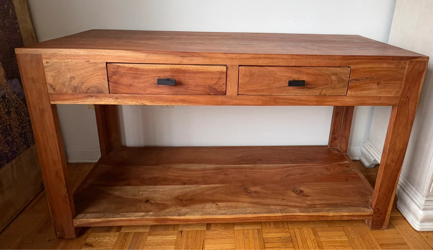 Solid Wood Console Table with Two Drawers