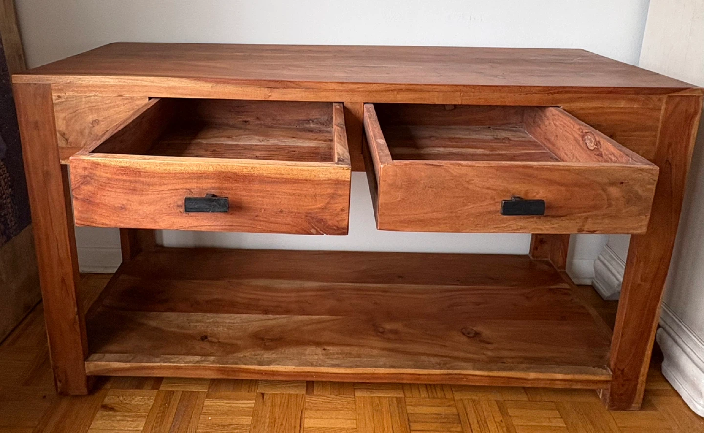 Solid Wood Console Table with Two Drawers - photo 2