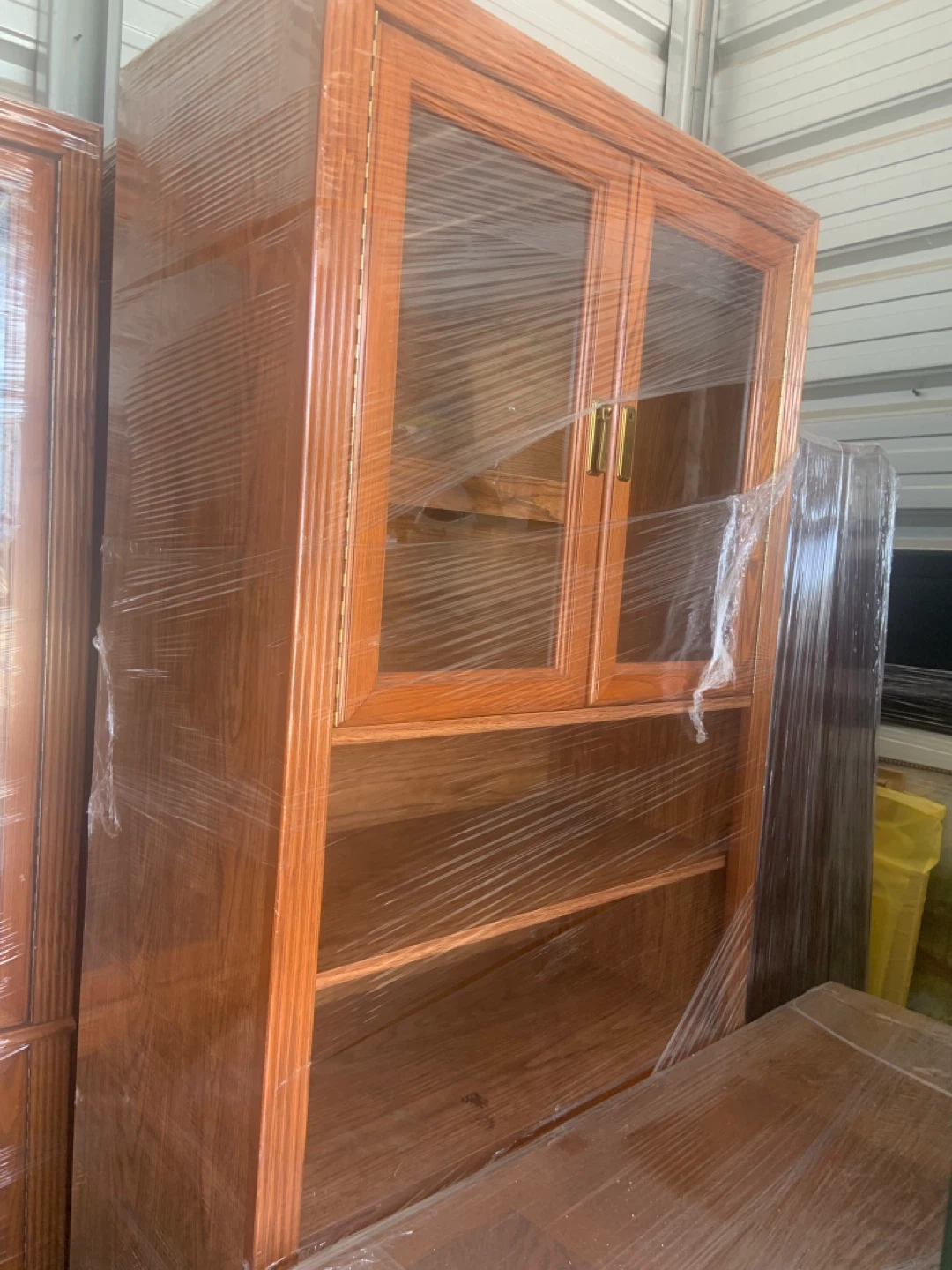 Wooden Bookcase with Glass Doors