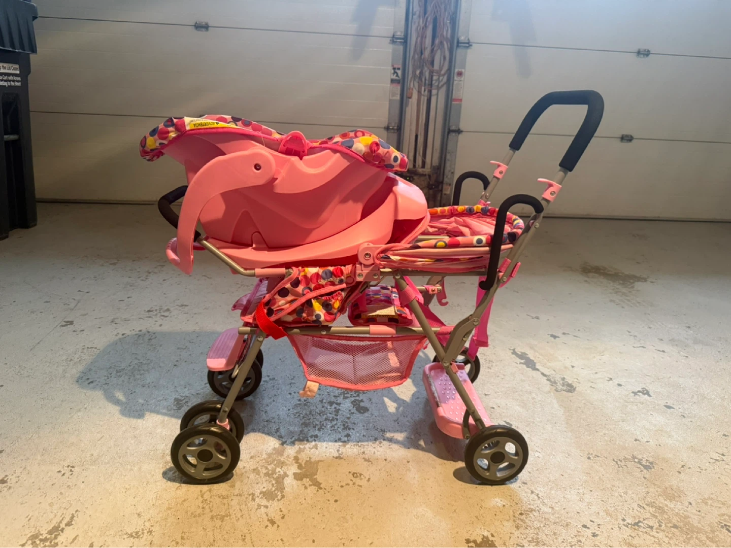 Pink Elephant Double Doll Stroller