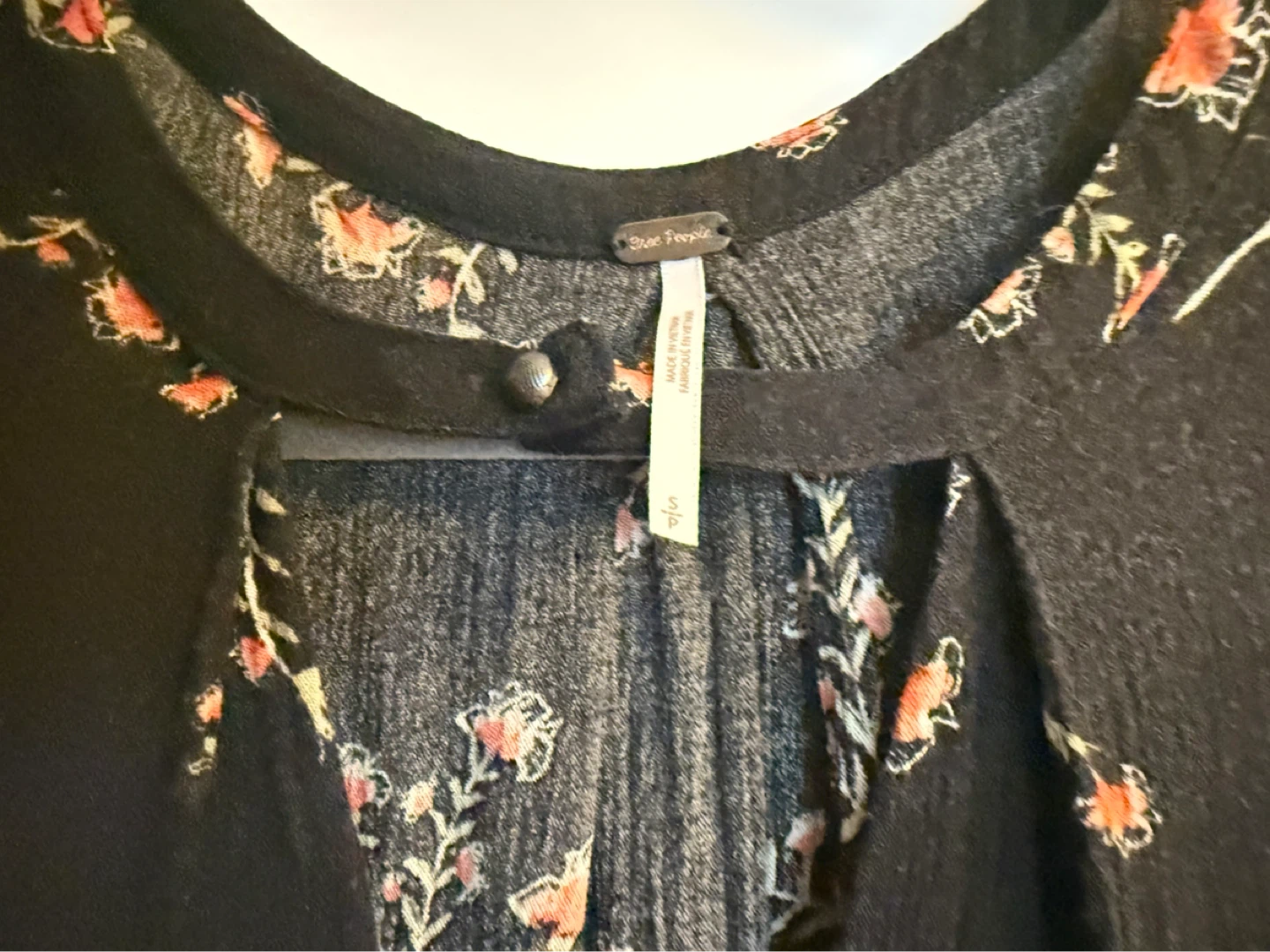 Free People Black Floral Print Mini Dress S - photo 2