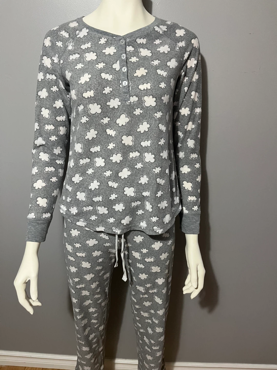 XS Women's Cloud Print Pajama Set - Grey - photo 2