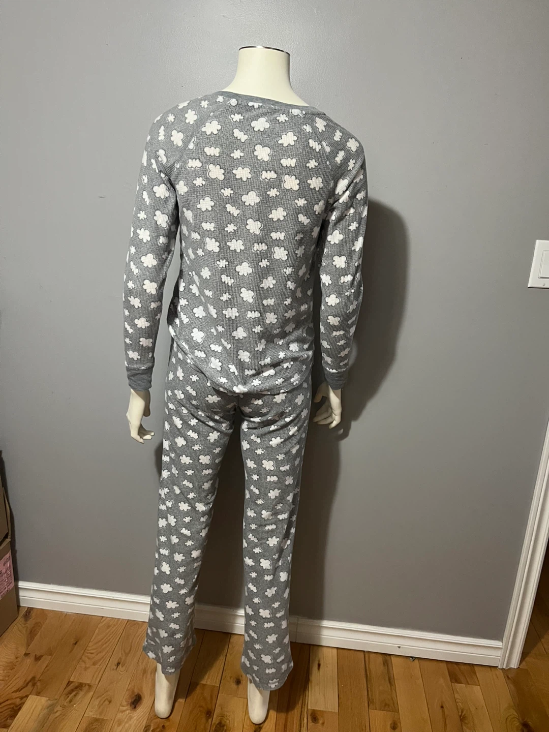 XS Women's Cloud Print Pajama Set - Grey - photo 5