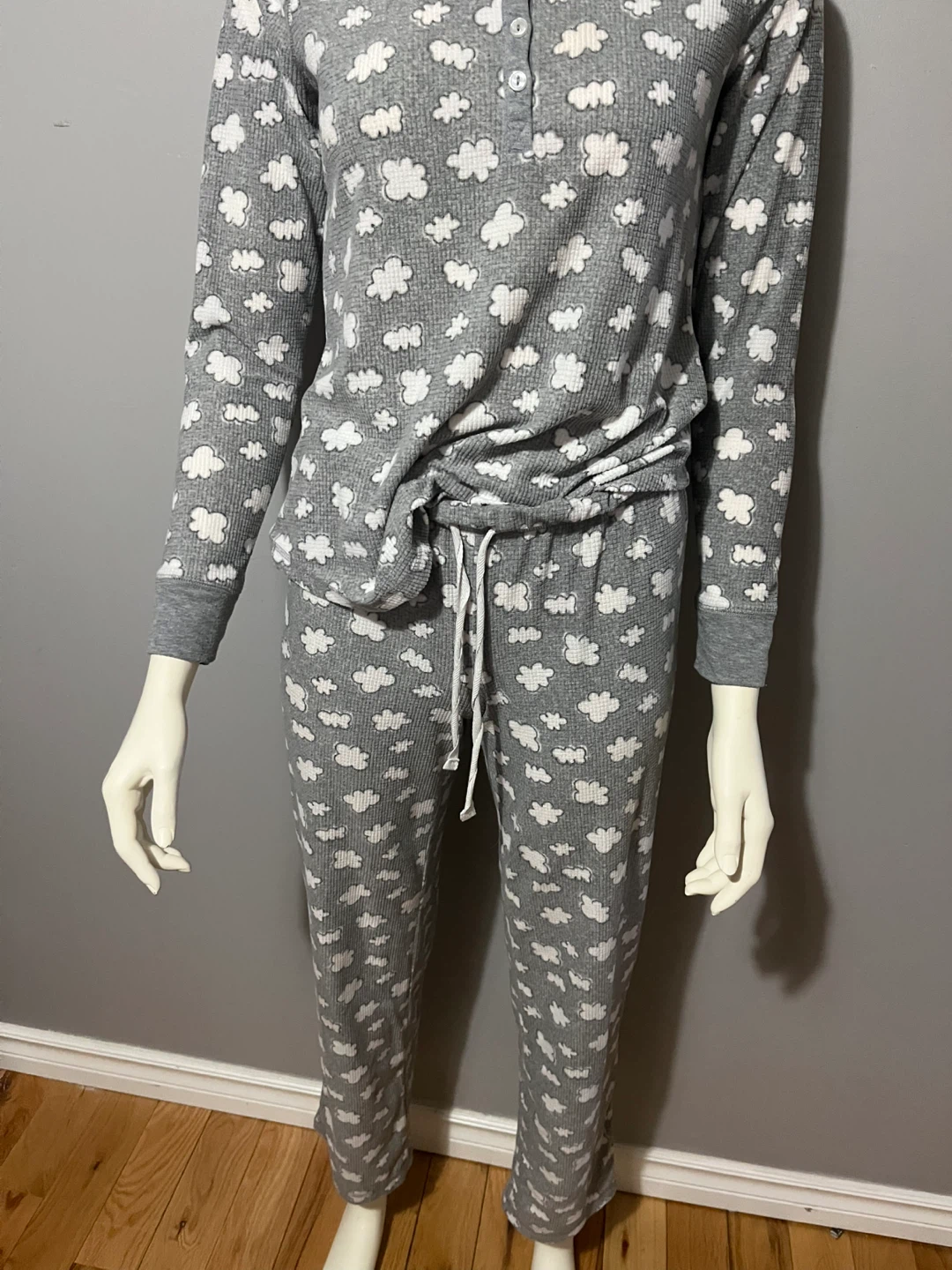 XS Women's Cloud Print Pajama Set - Grey - photo 4