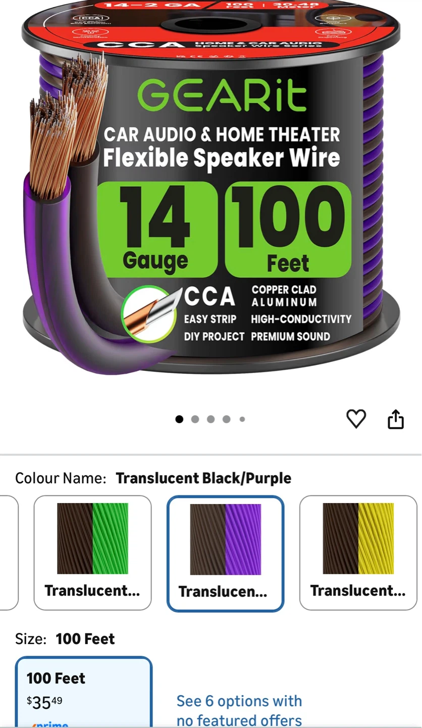 GEARit 14-2 GA CCA Speaker Wire - 100 Feet