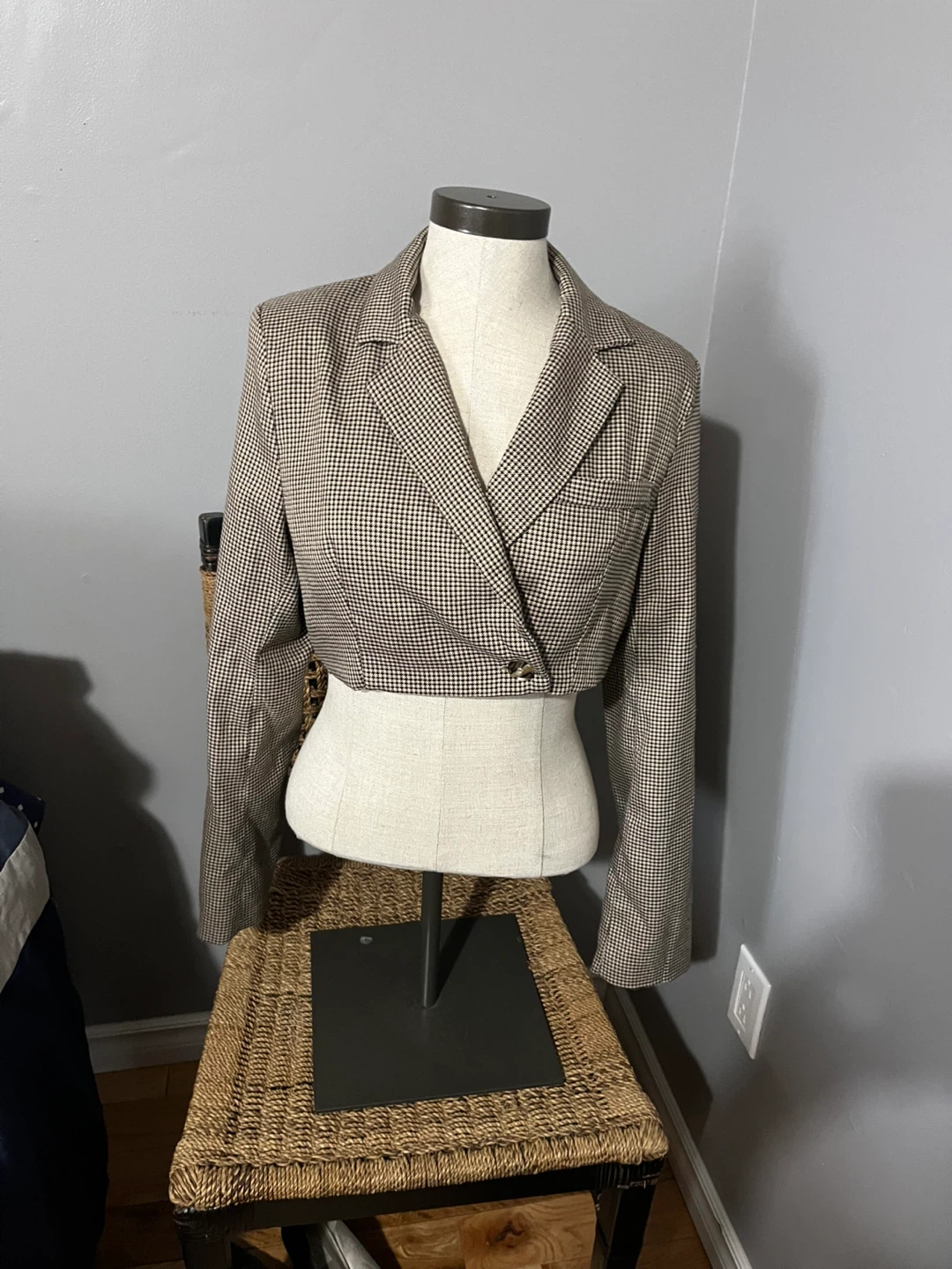 Small size Houndstooth Cropped Blazer