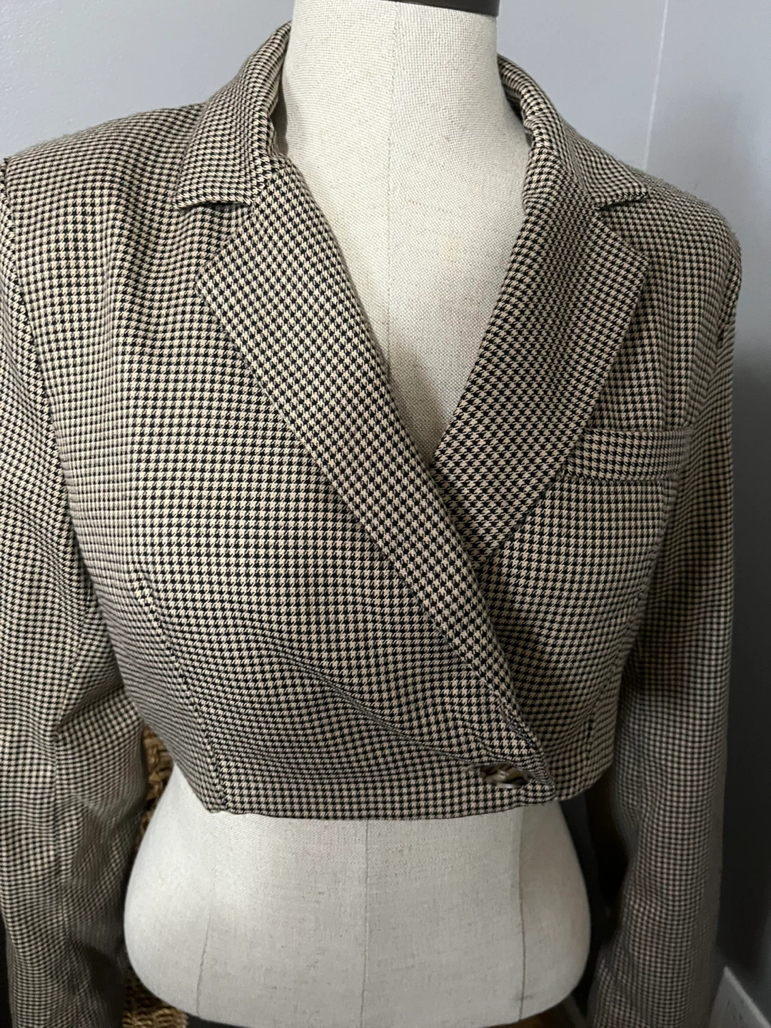 Small size Houndstooth Cropped Blazer - photo 3