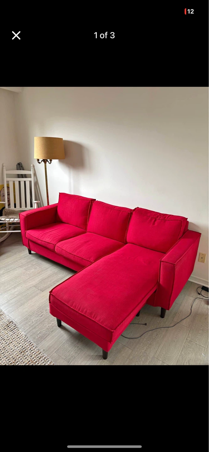 (Free Delivery) Red Structube Sectional Sofa Couch