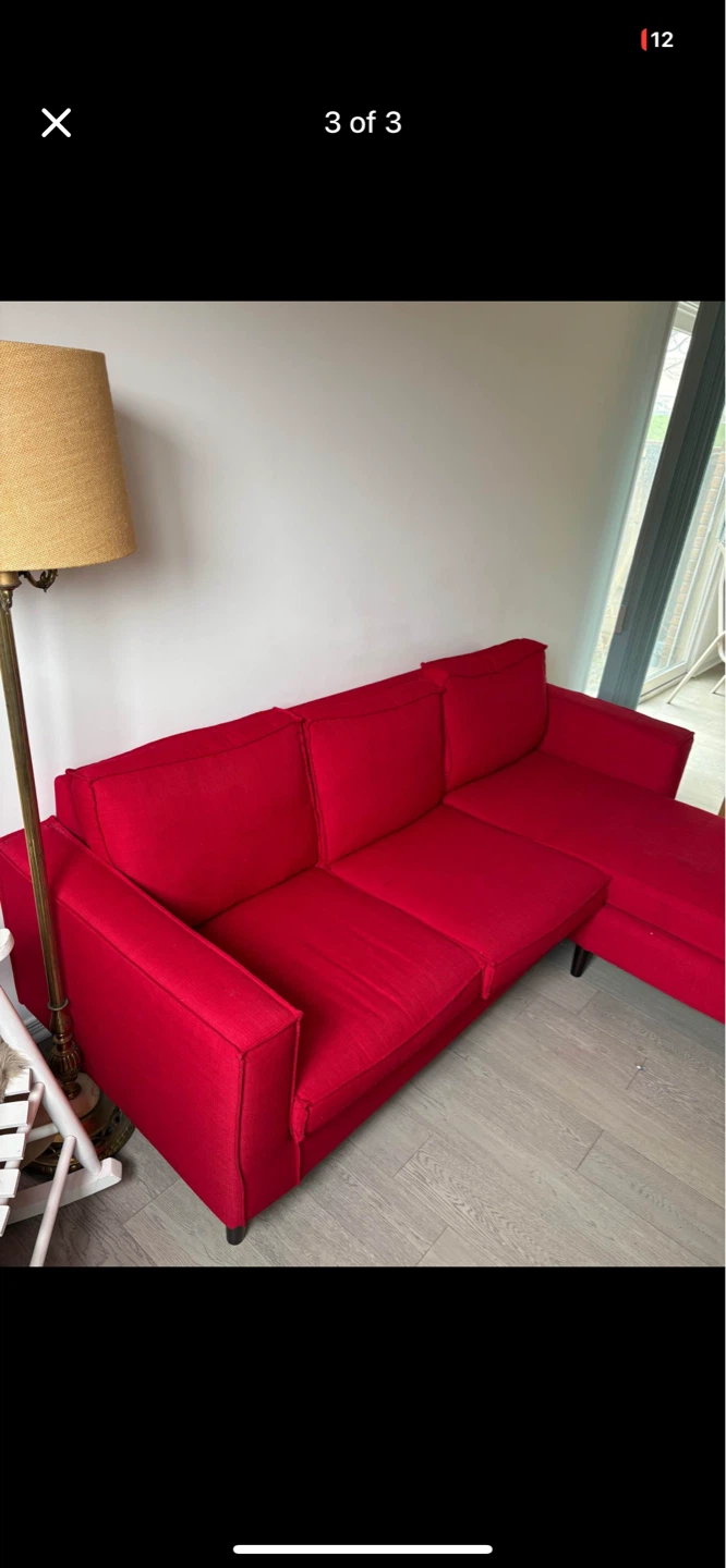 (Free Delivery) Red Structube Sectional Sofa Couch - photo 3