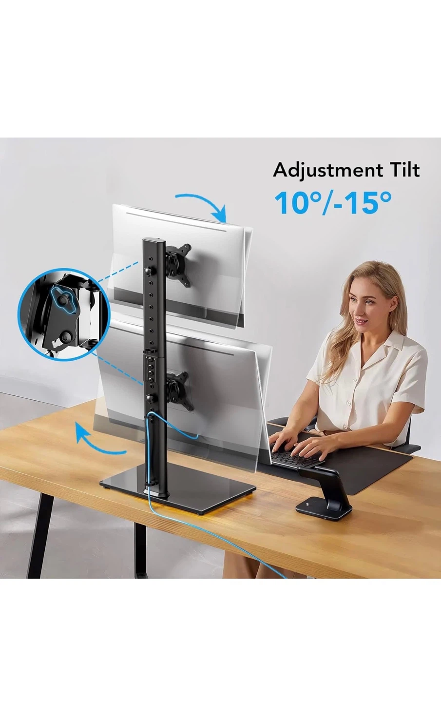 Suptek Dual LED LCD Monitor Stand Desk Mount for 2 Screens - photo 2