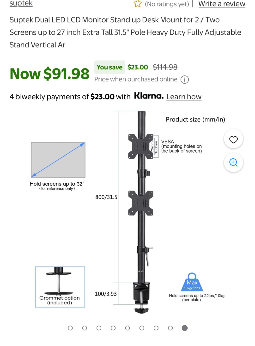 Suptek Dual LED LCD Monitor Stand Desk Mount for 2 Screens - photo 4