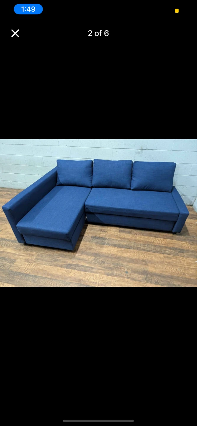 (Free Delivery) Blue IKEA Friheten Sectional Sofa Couch