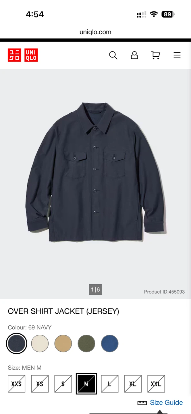 Uniqlo Navy Over Shirt Jacket (Jersey) - Men's Medium