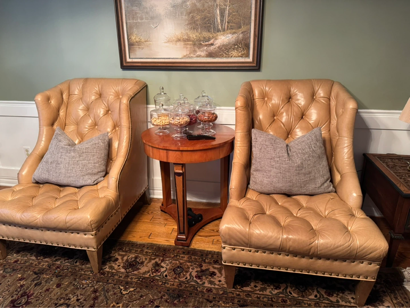 Tan Tufted Leather Accent Chair