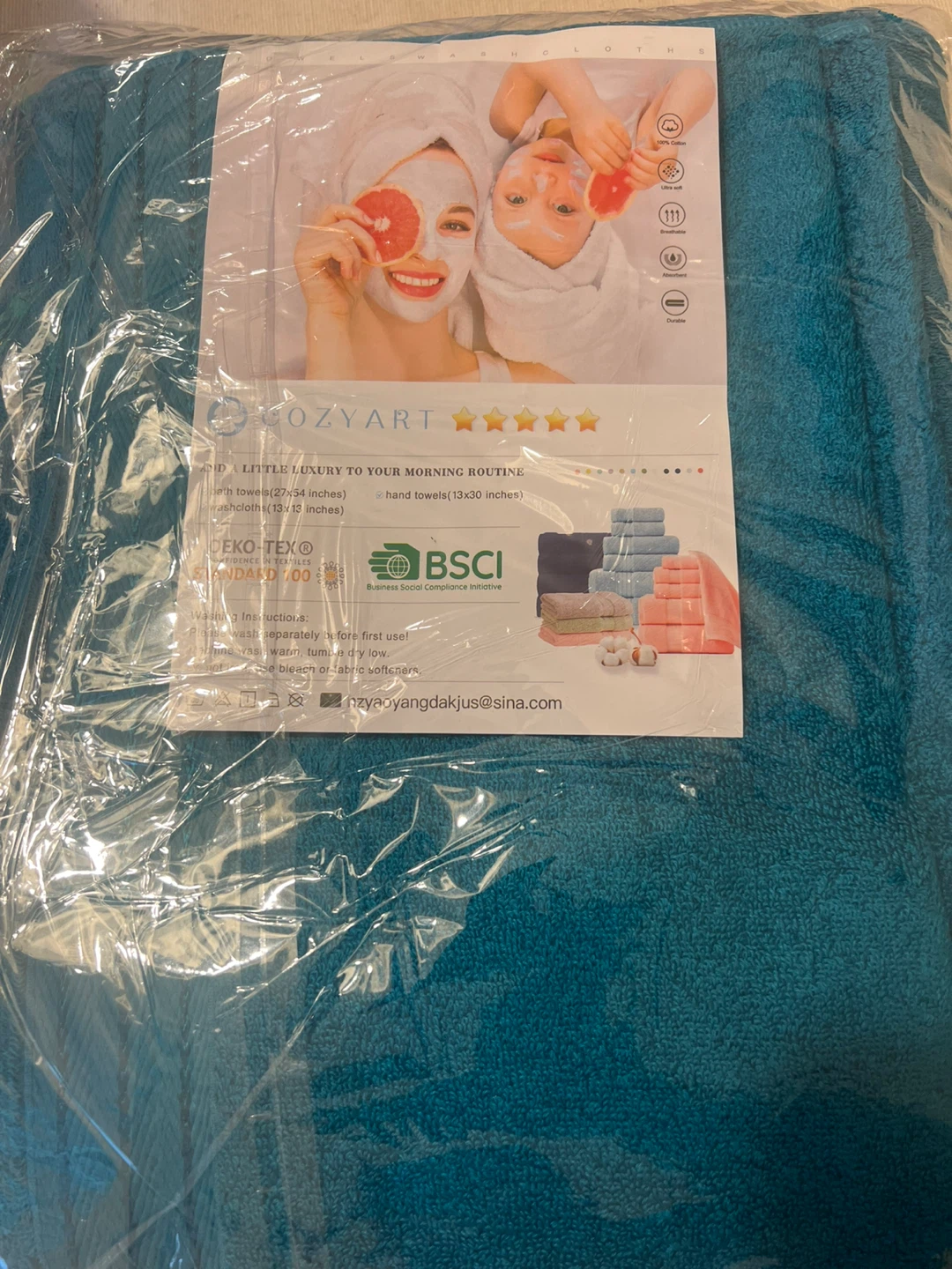 COZYART Luxury Turkish Cotton Bath Towel Set - Crystal Teal - photo 2