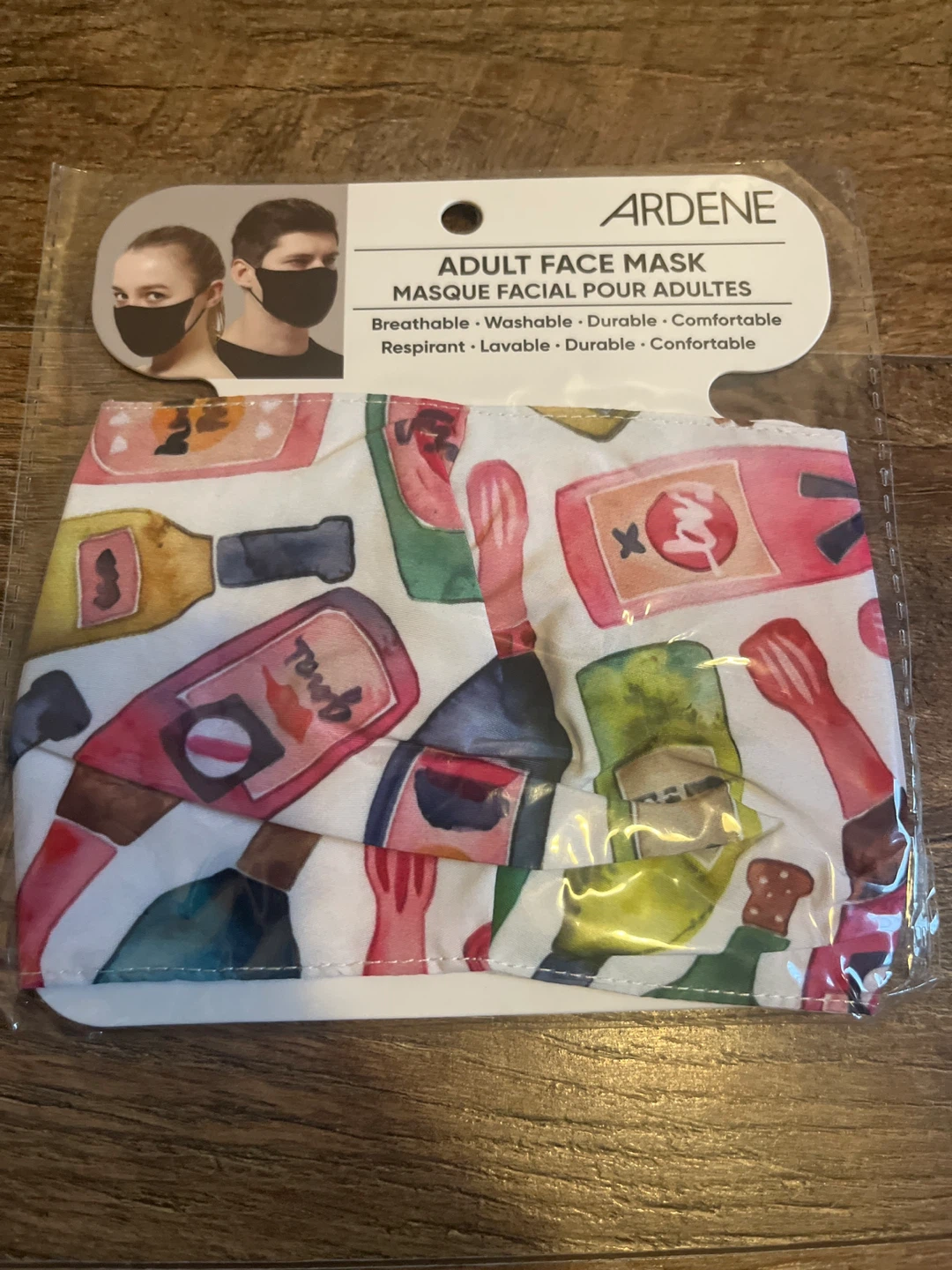 Ardene Adult Face Mask-Wine Bottle Print🌱