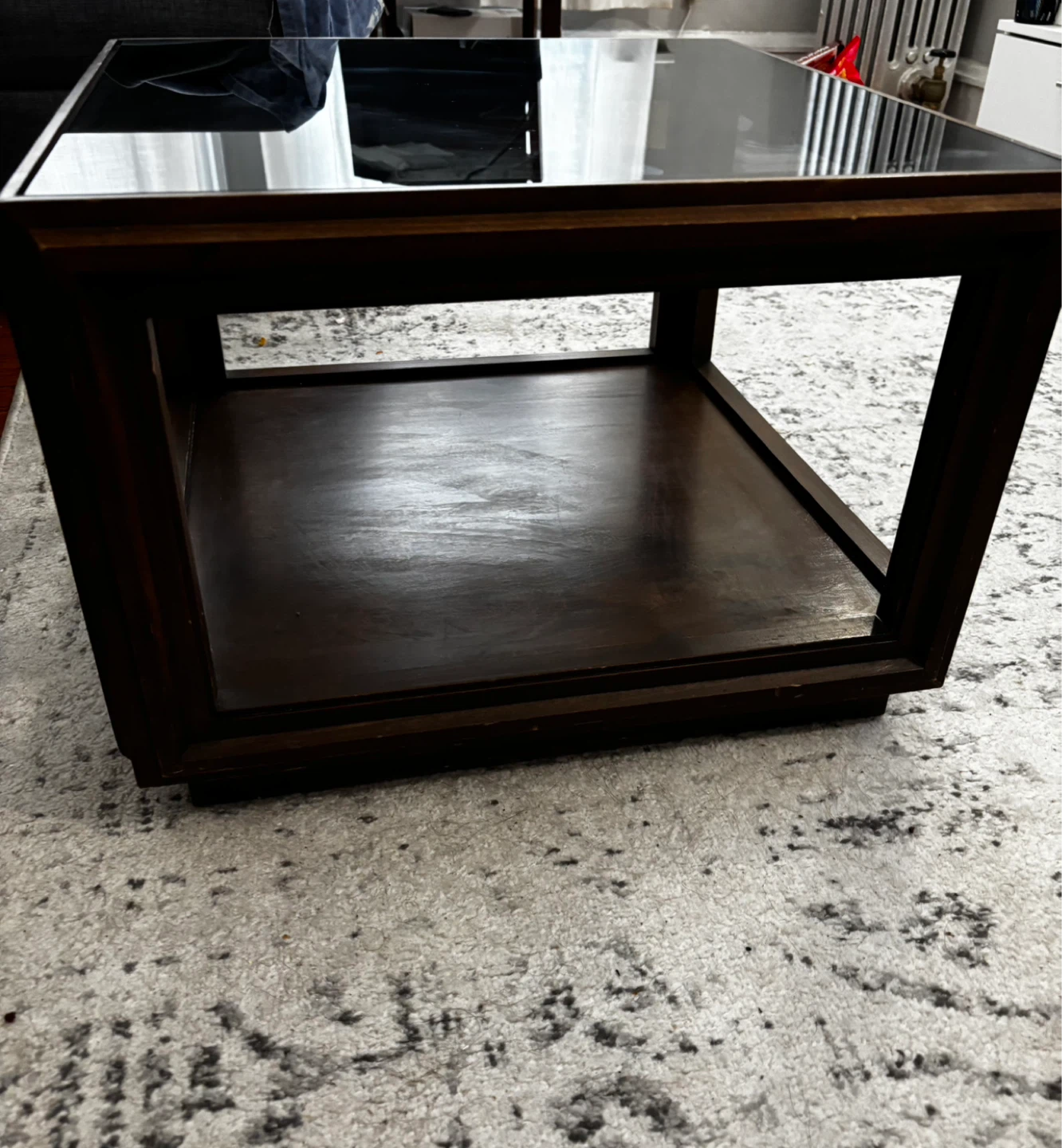 Dark Wood Coffee Table with Glass Top - photo 4