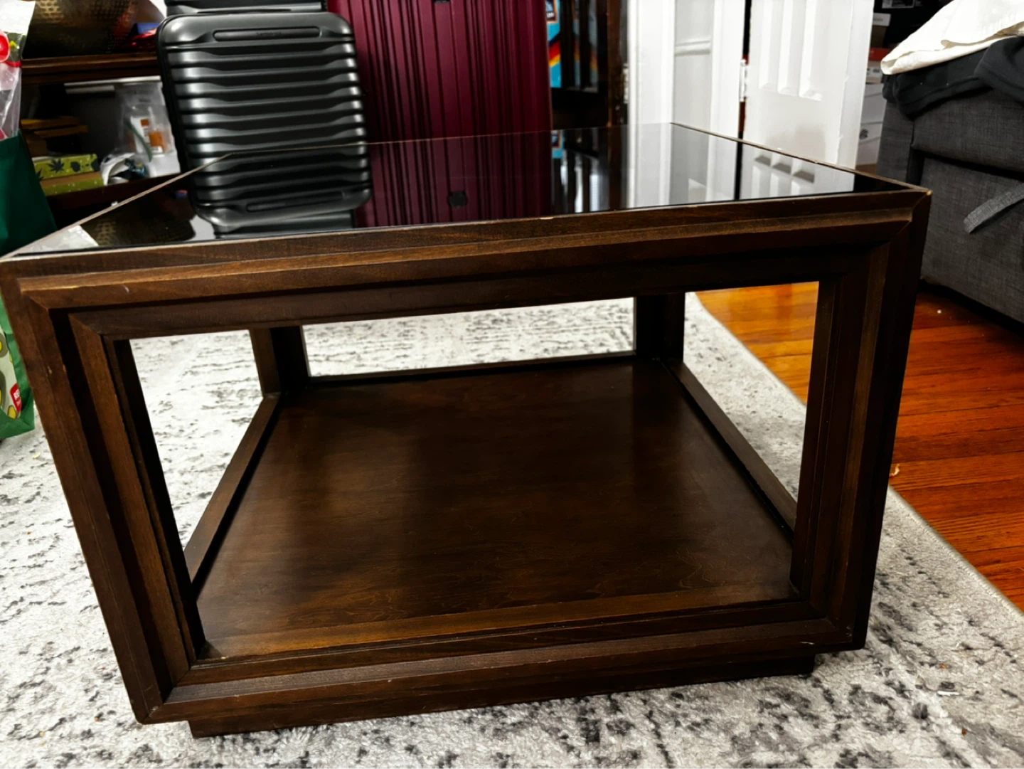 Dark Wood Coffee Table with Glass Top - photo 5