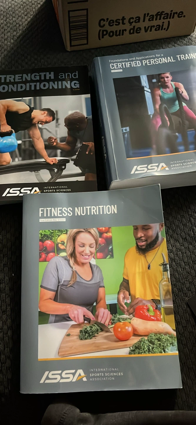 ISSA training , nutrition, strength books.