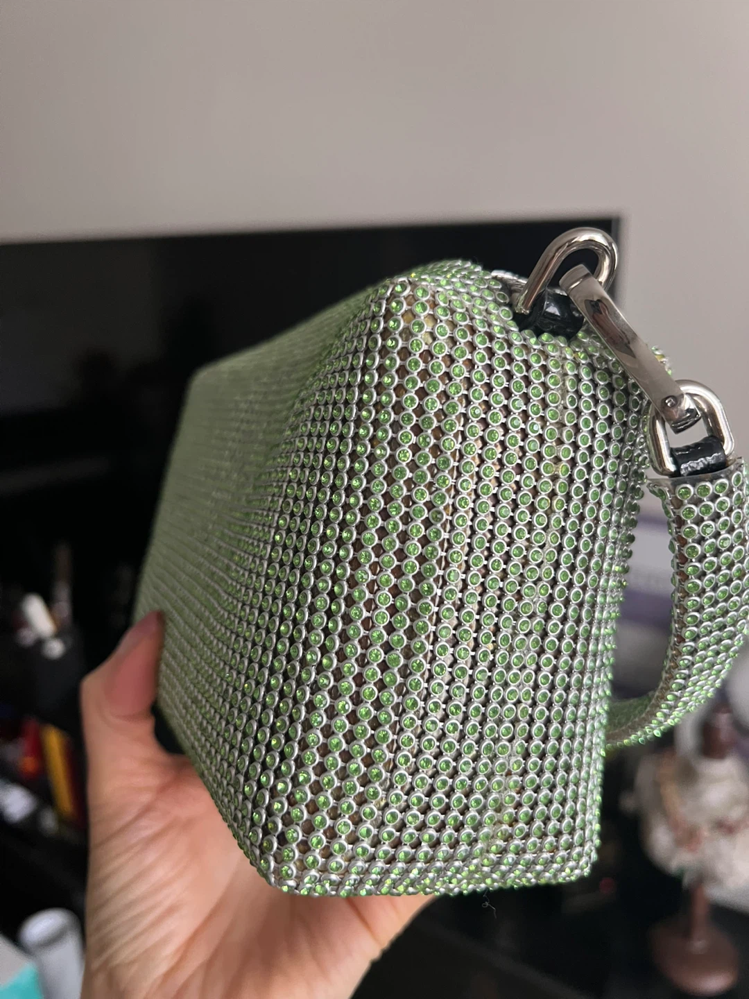 Sparkly Green Mini Bag with Silver Hardware - photo 4