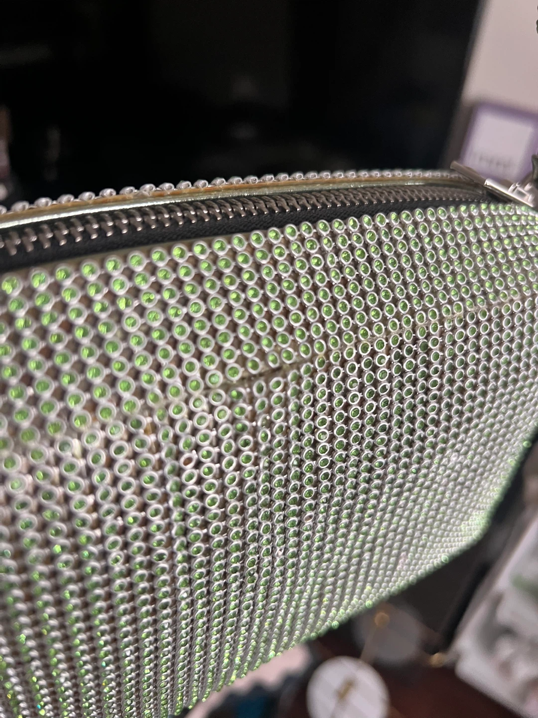 Sparkly Green Mini Bag with Silver Hardware - photo 2