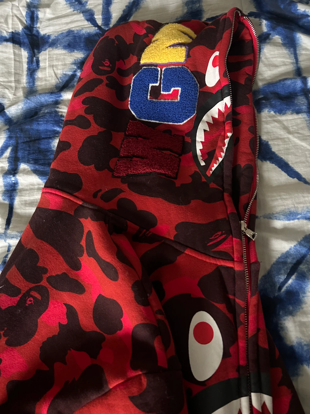 A Bathing Ape Full Zip Hoodie Red Camo Shark - photo 2