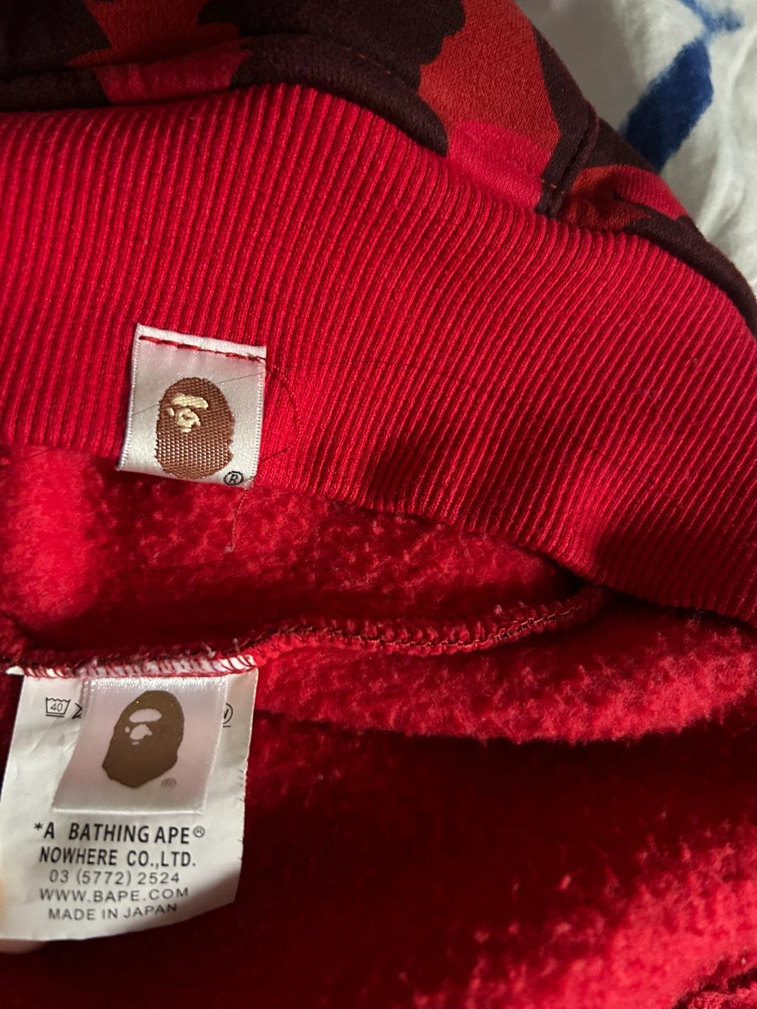 A Bathing Ape Full Zip Hoodie Red Camo Shark - photo 3