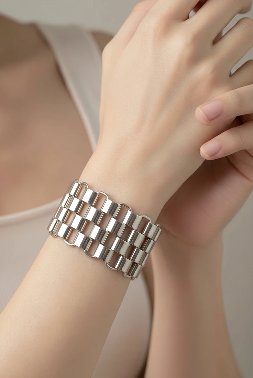 Gold Cuff Bracelet with Crystal Accents - photo 2