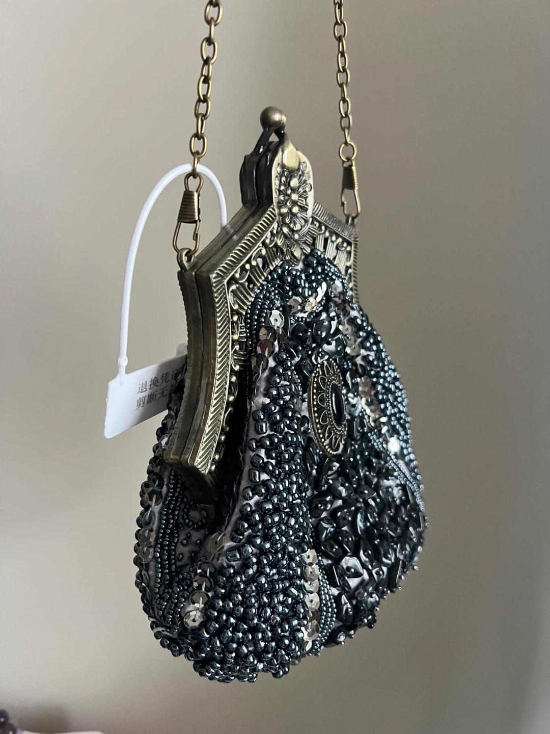 Black Beaded Evening Clutch Bag - photo 2