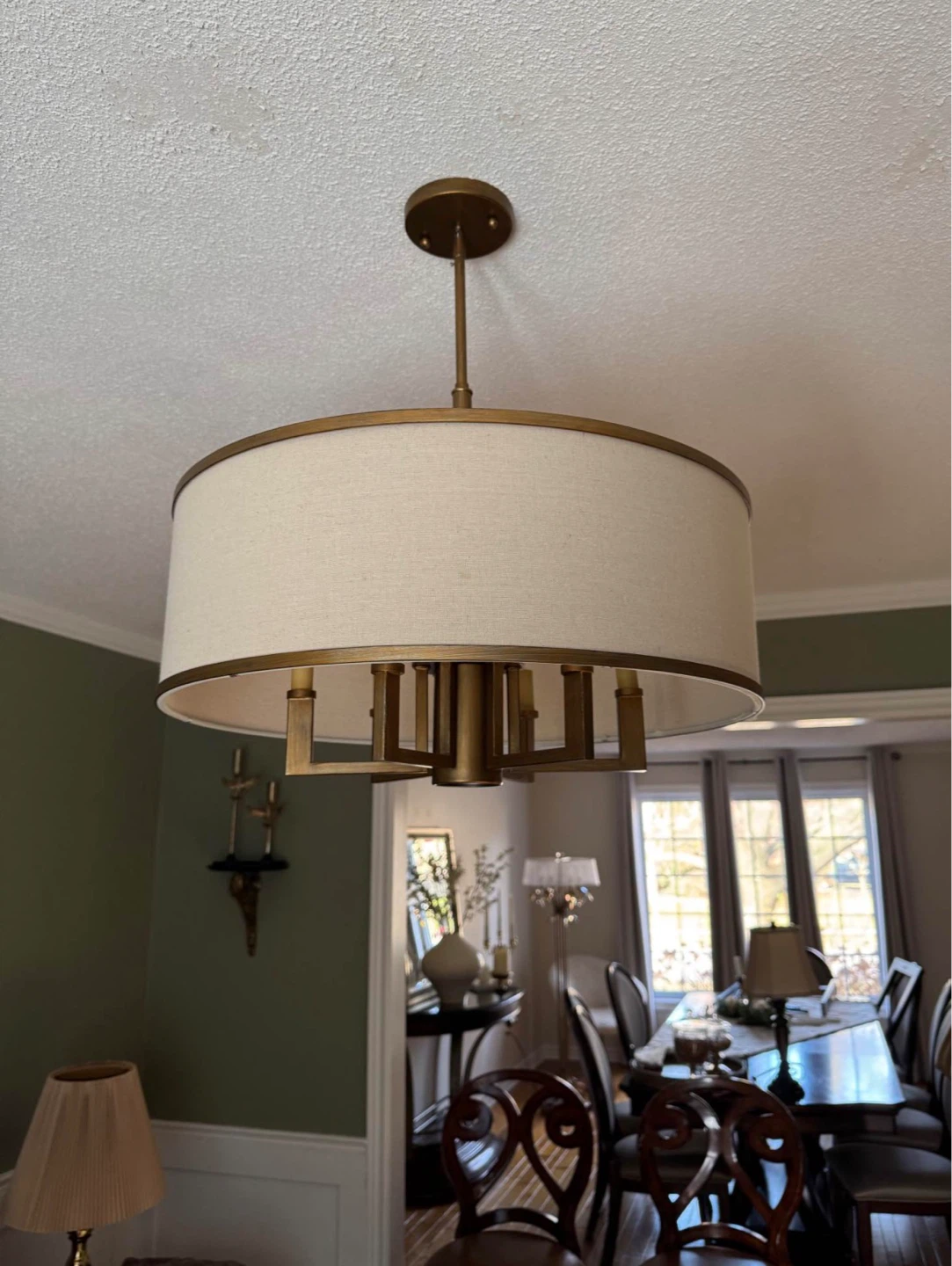 Drum Pendant Light Fixture with Fabric Shade
