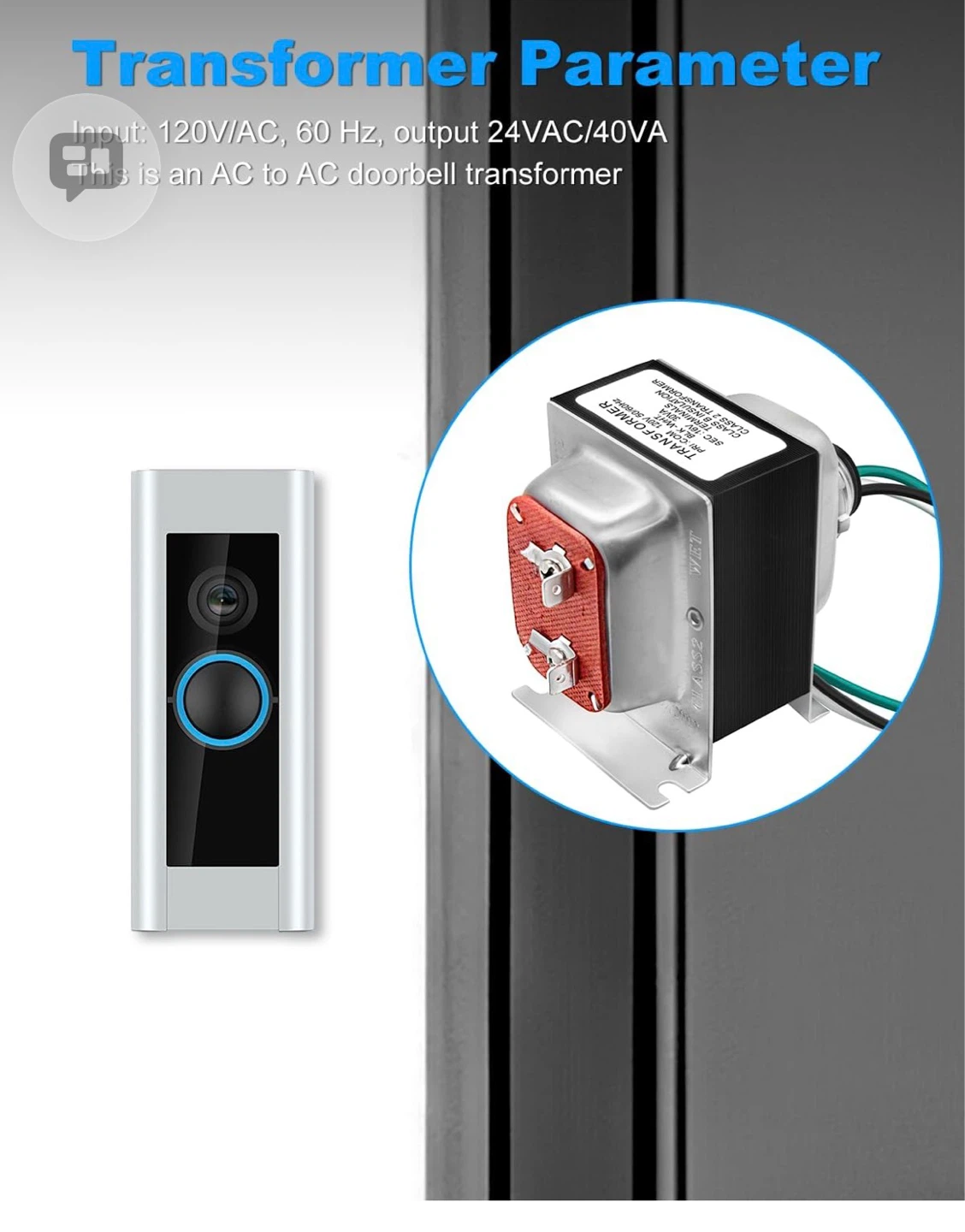 24V 40VA Doorbell Transformer Compatible with Ring 2 3 4 Pro - photo 3