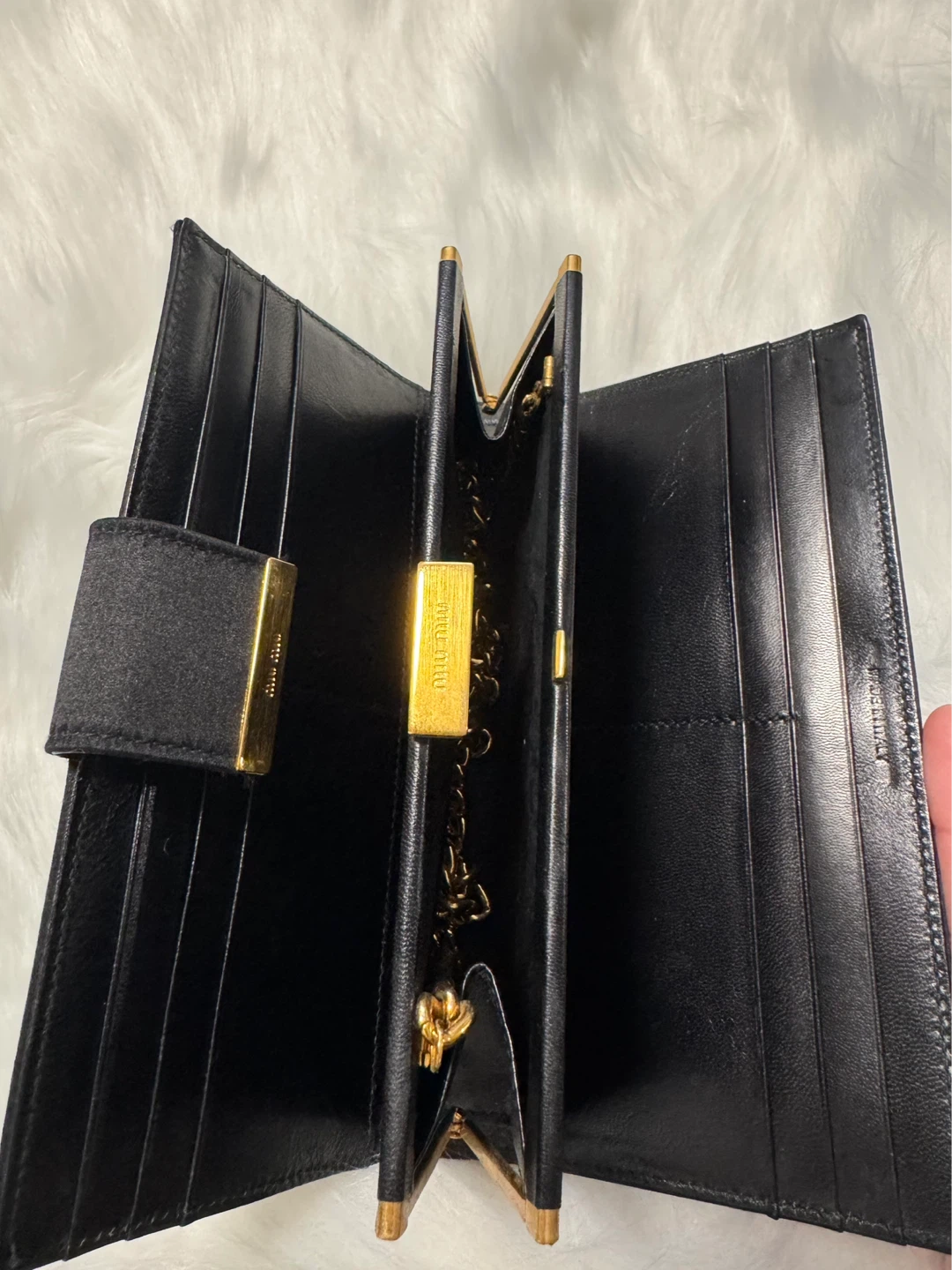 Authentic Miu Miu Black Clutch Wallet with Gold Chain - photo 4