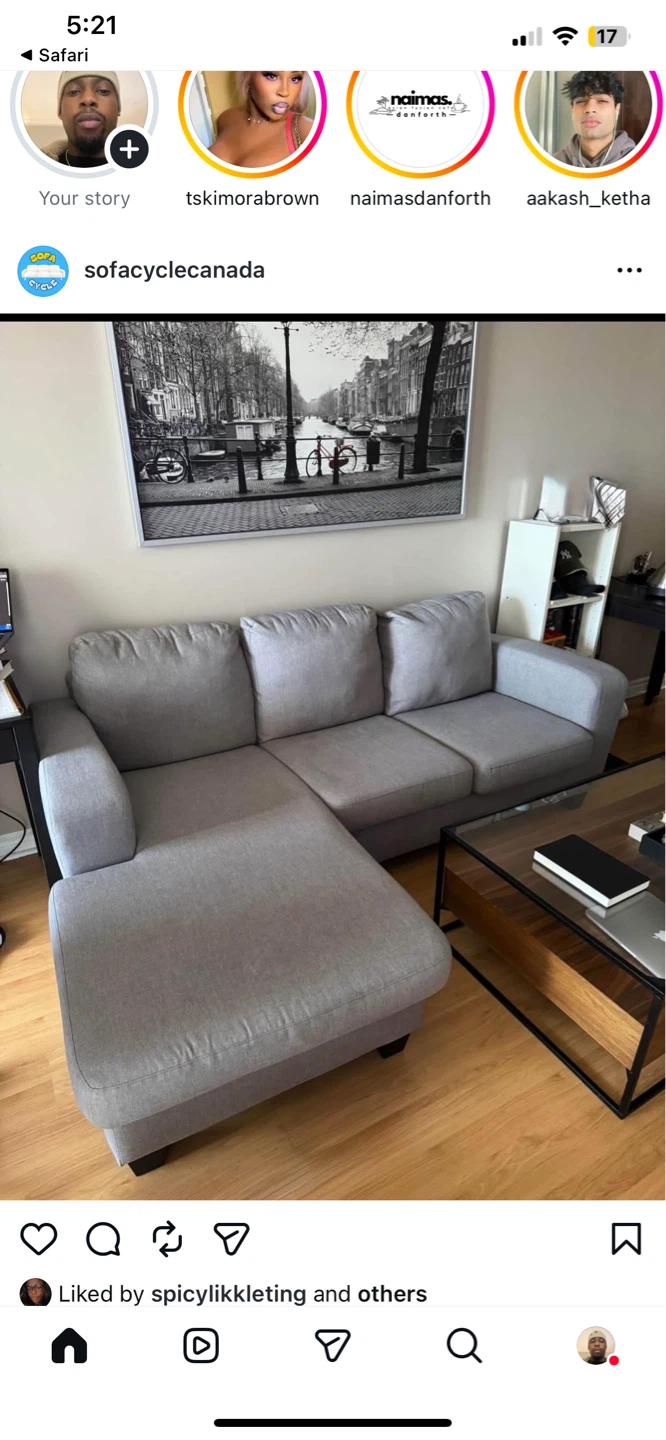 (Free Delivery) Grey Sectional Structube Arnold Sofa Couch
