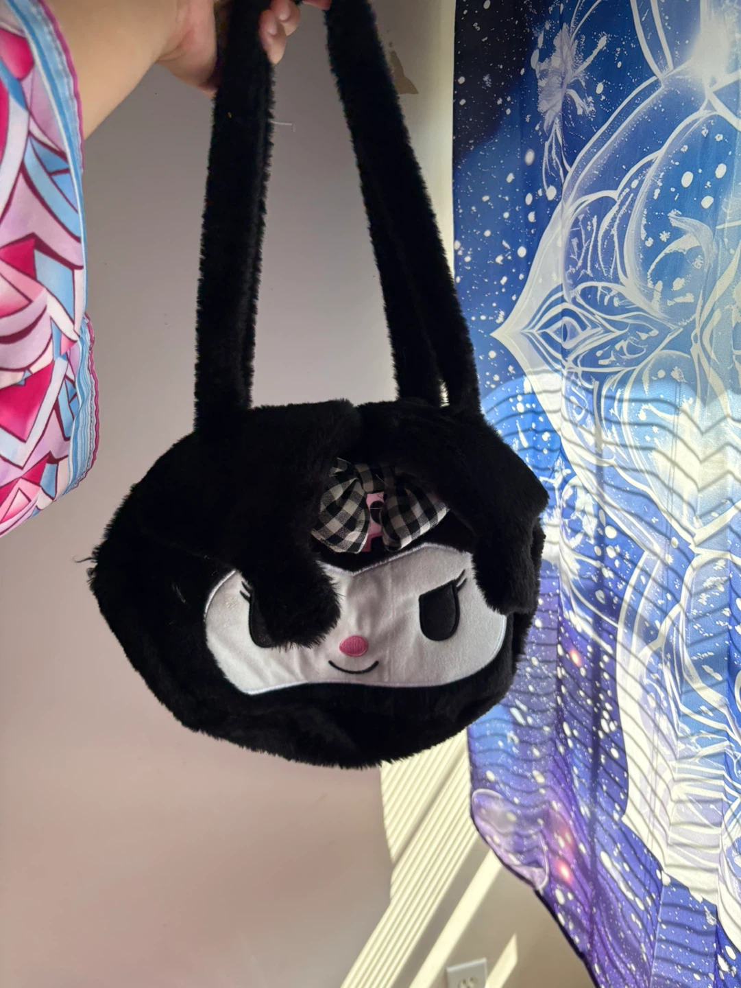 Black Plush Kuromi Handbag