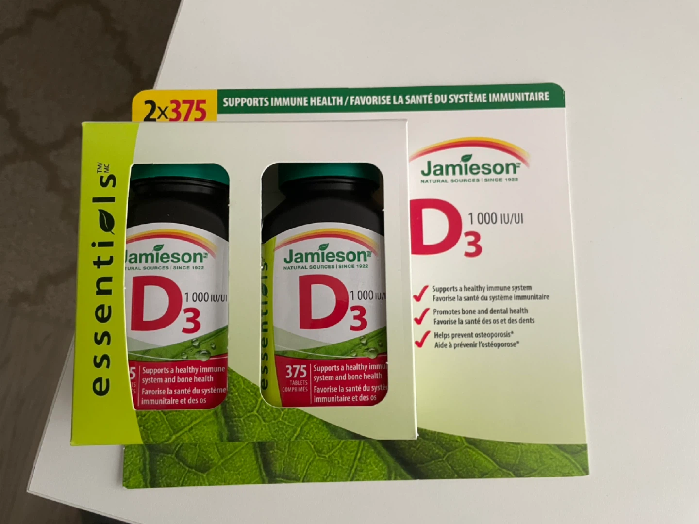 Jamieson Vitamin D3 1000 IU (2 x 375 count) 🌱