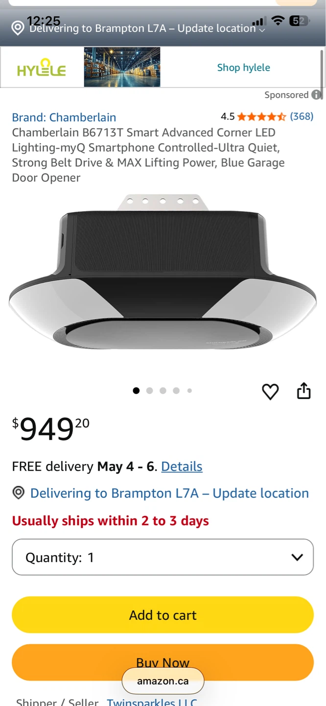 Chamberlain BELT drive garage opener with installation