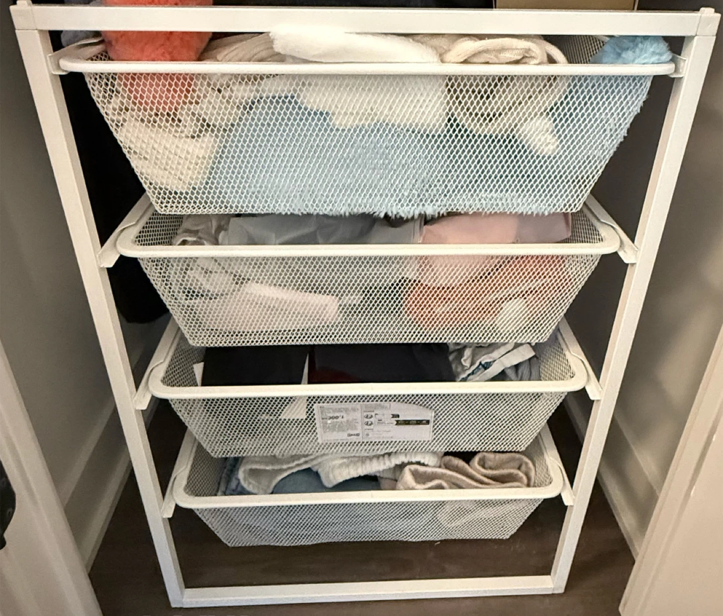 White 4-Drawer Mesh Storage Unit