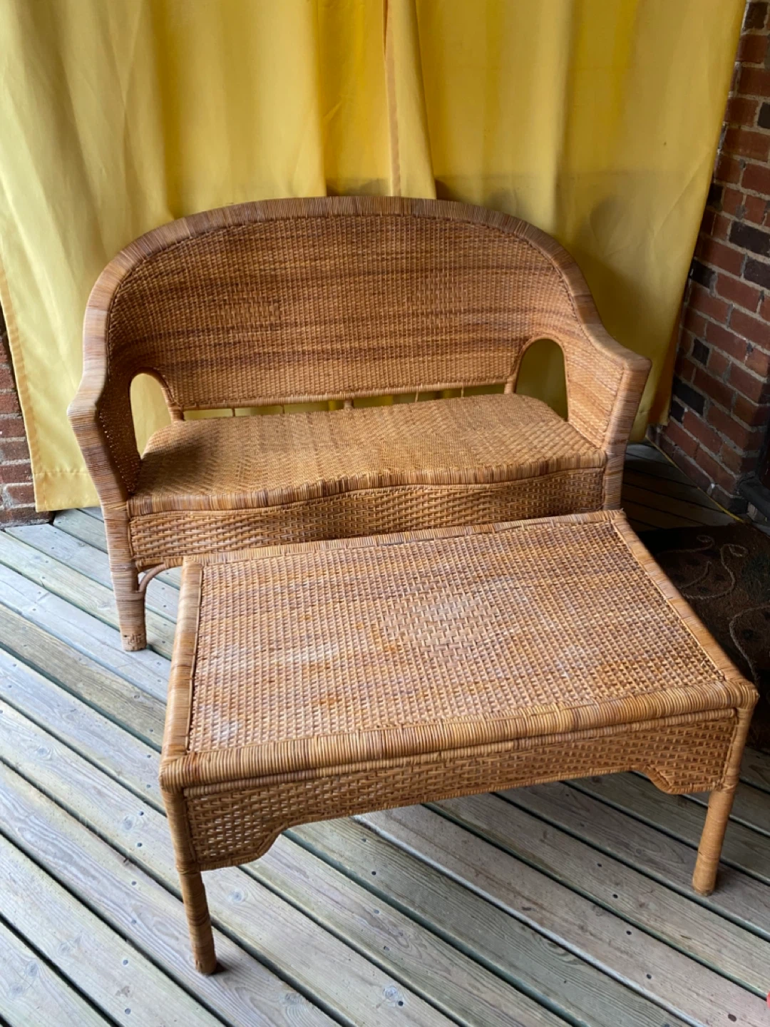 Wicker Loveseat and Coffee Table Set