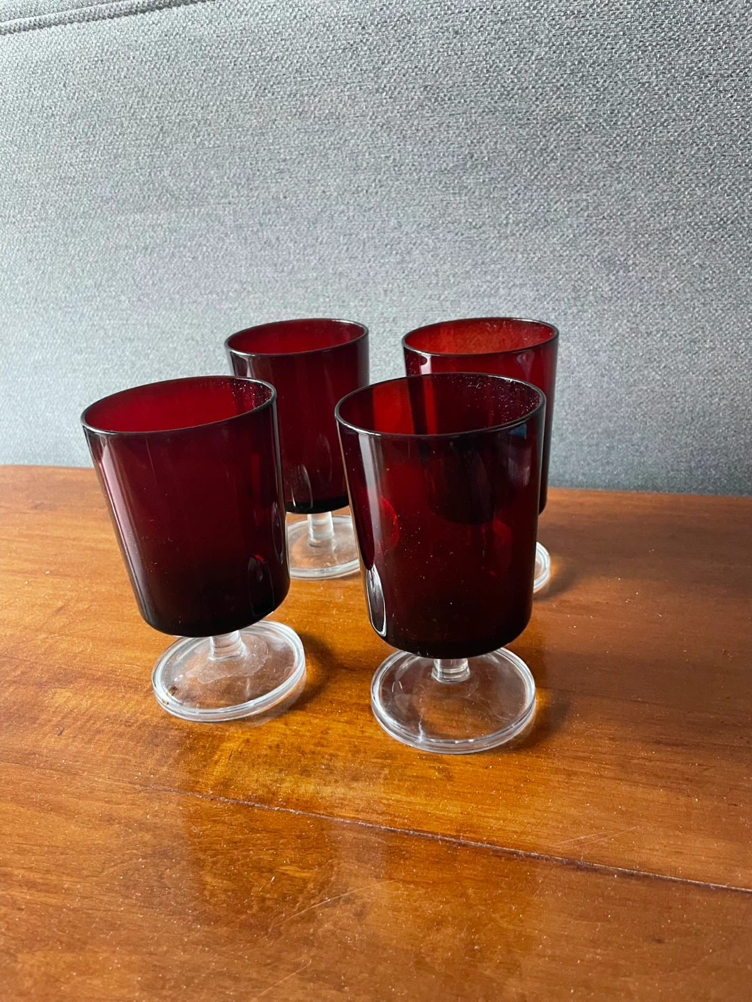 Set of 4 Ruby Red Stemmed Glasses