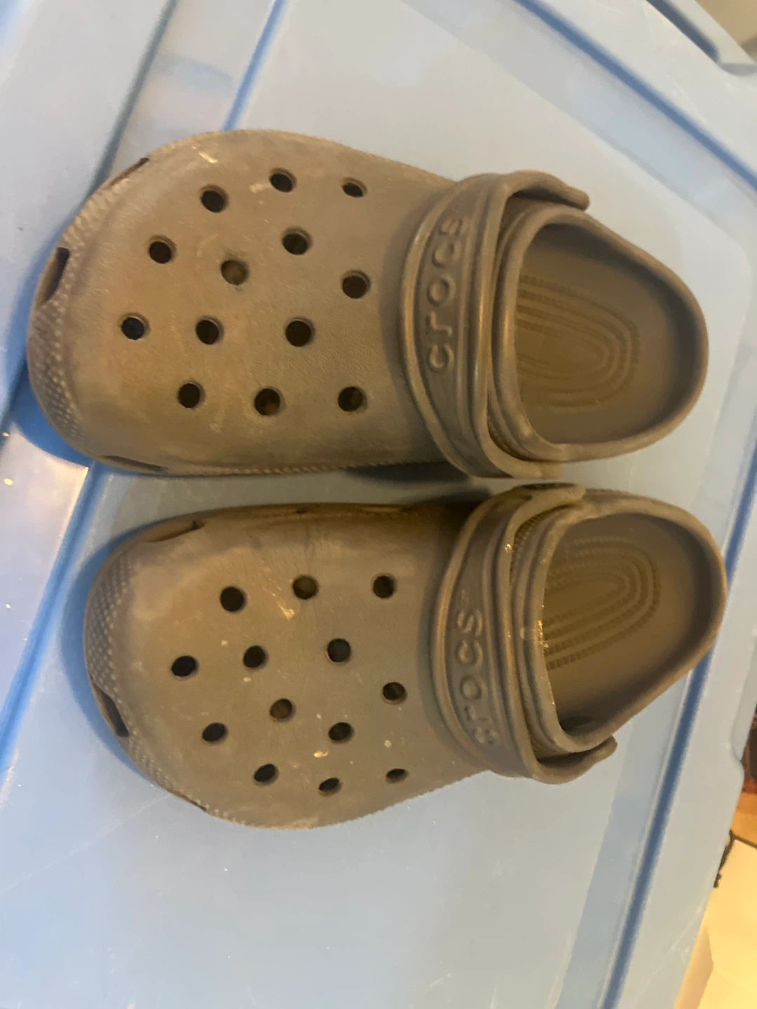 Navy blue Crocs size 3