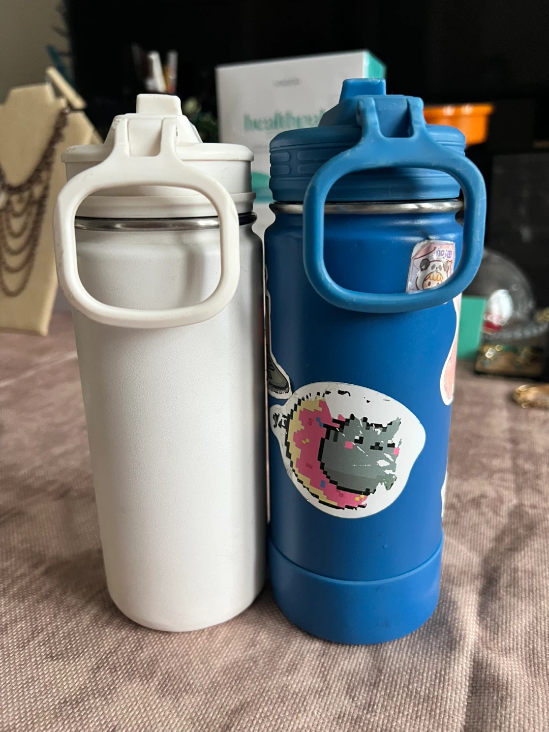 Water Bottles (2) - White and Blue