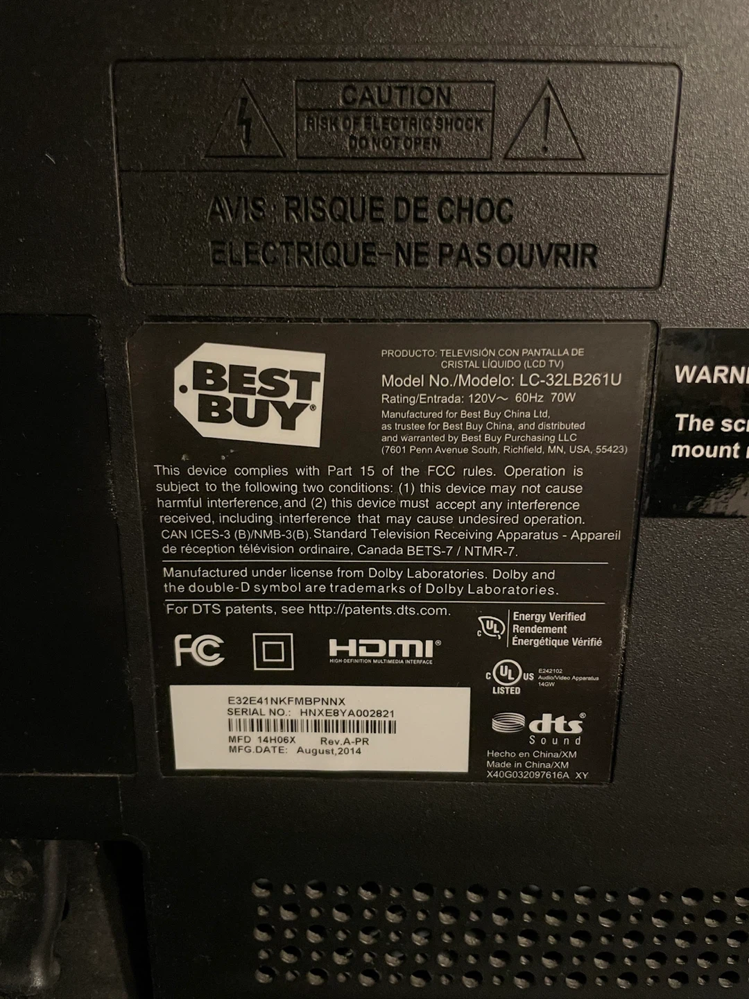 Sharp 32" LCD TV