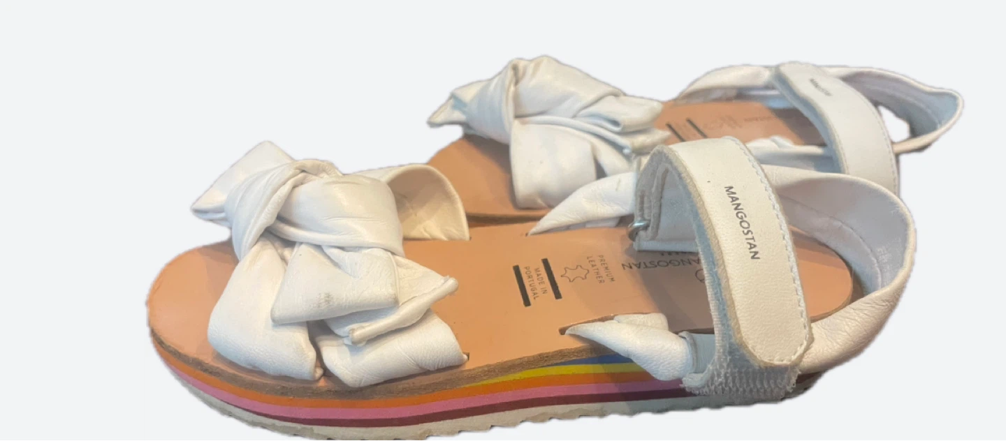 Maison Mangostan White Leather Bow Sandals Size 29 - photo 4