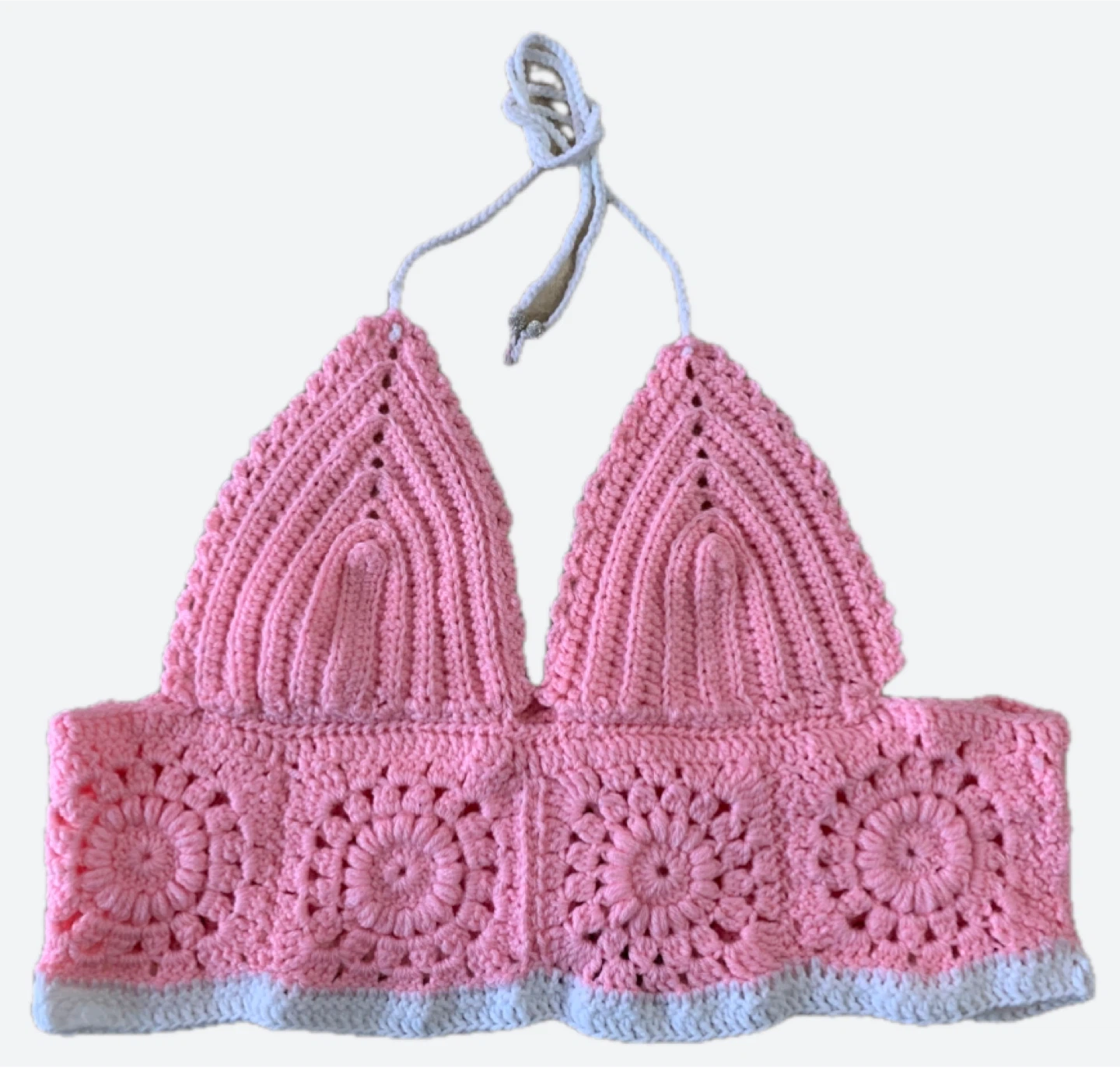 Pink Crochet Halter Top with Rhinestone Detail - photo 2