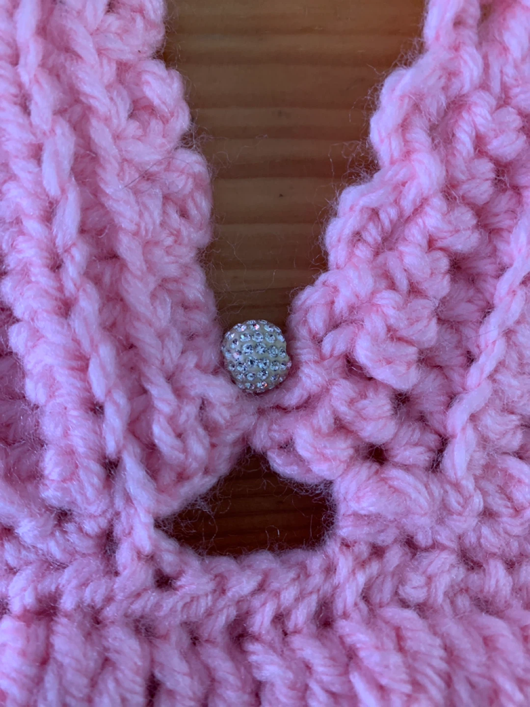 Pink Crochet Halter Top with Rhinestone Detail - photo 3