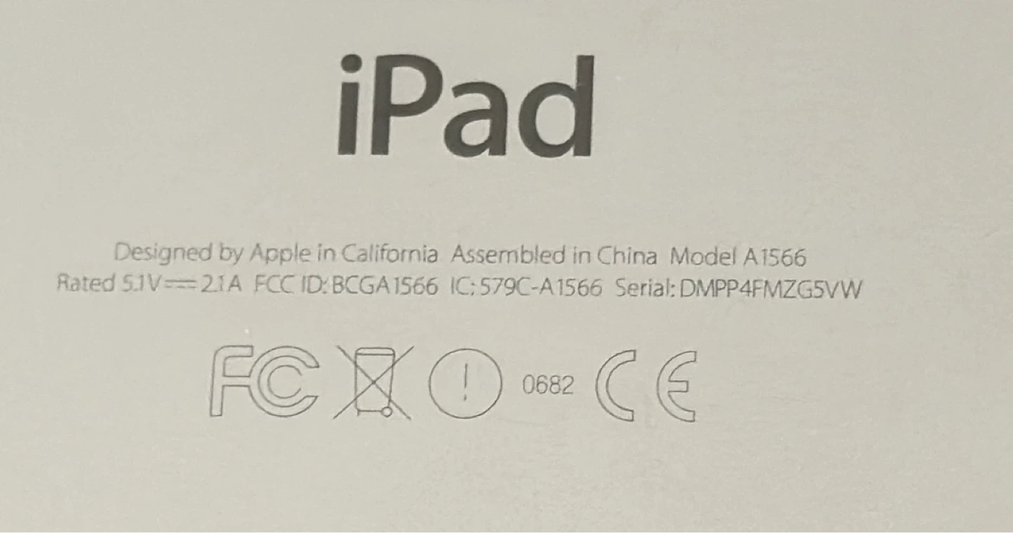 FCFS Apple iPad Model A1566